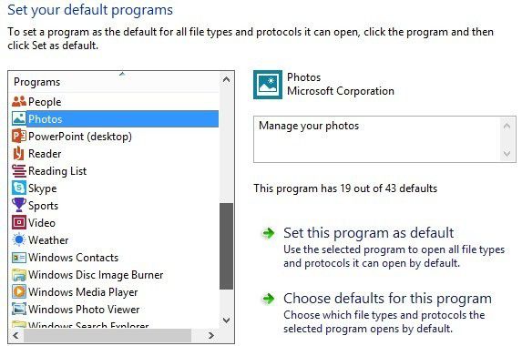 how to set default picture viewer present in windows