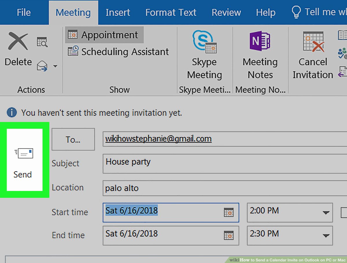 How if you want to set up a calendar Invitation while outlook