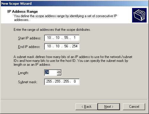 come configurare correttamente DHCP in Windows 2003