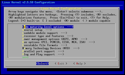 linux kernel setting options