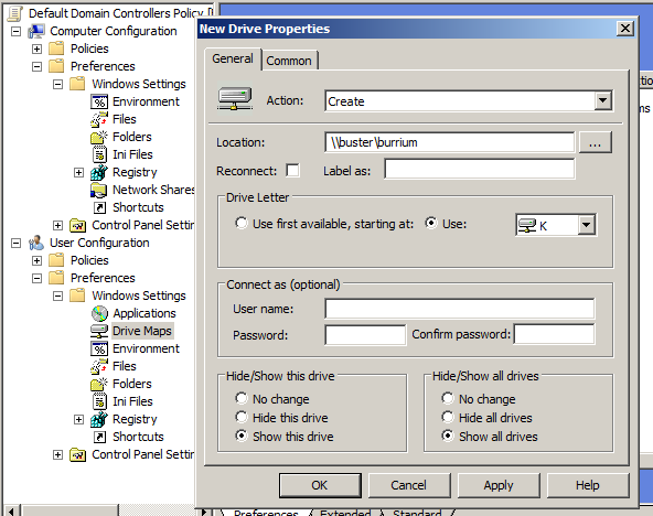 Skrypt logowania przez gpo w hoście systemu Windows 2003