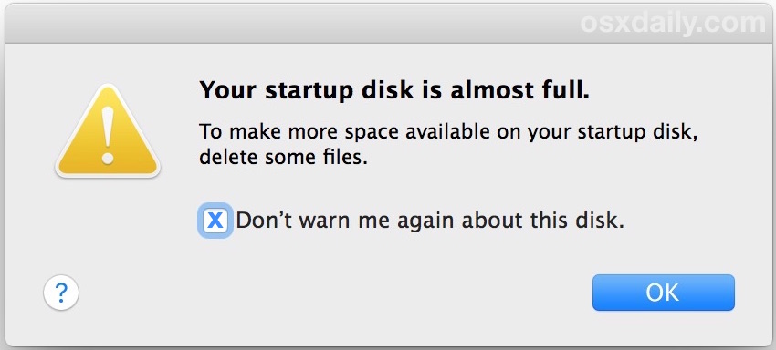 ошибка Mac в оценке диска заполнен, пытаясь создать