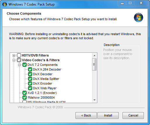 Пакет установки кодека Microsoft для Windows 7