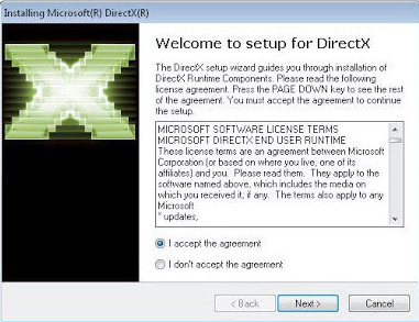 Microsoft DirectX при загрузке
