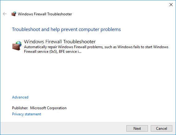 Microsoft Windows-Firewall reparieren