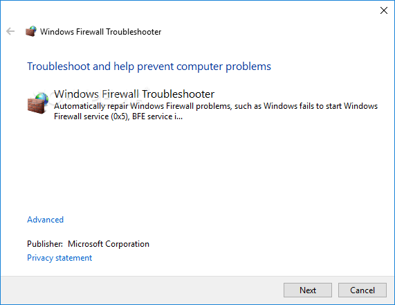 Microsoft Fix Windows Firewall