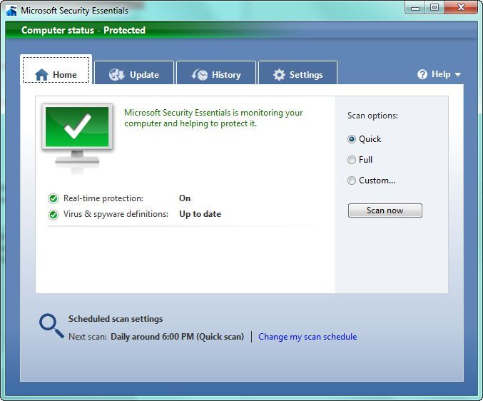 Microsoft Security Essentials a partire dal 2012