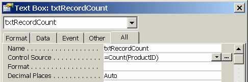 ms access form count #error
