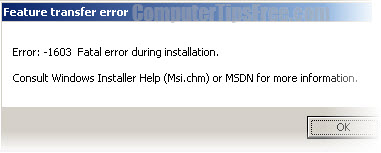 msi.chm 문제 1603 Windows xp