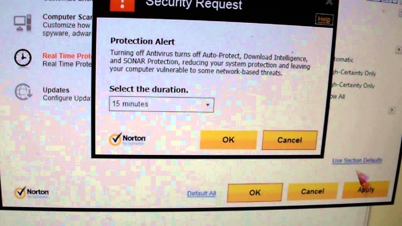 norton u hebt uw antivirusbescherming uitgeschakeld