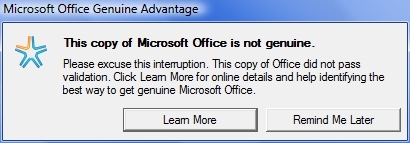 office 2003 genuine error