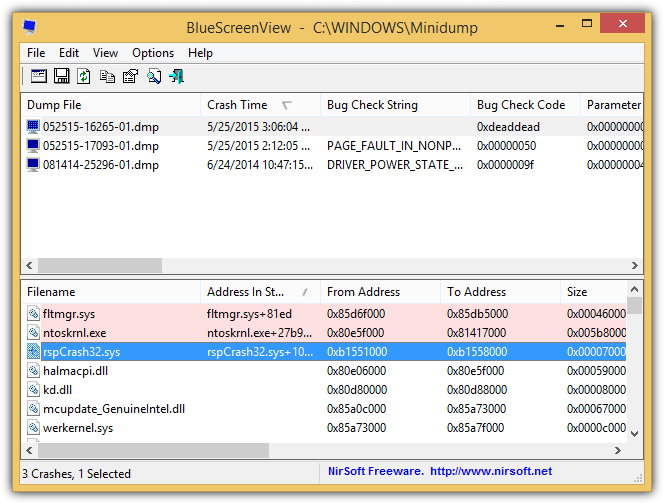 open minidump dmp-bestand