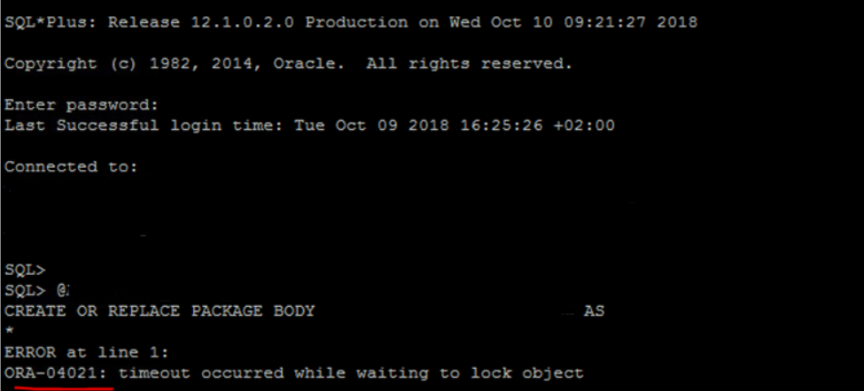 error de tiempo de espera de bloqueo de Oracle