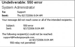 errore di Outlook 550