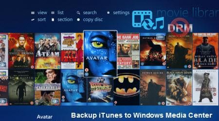 play itunes tv shows in windows media center