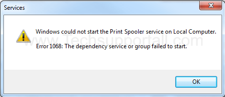 print spooler won start error 1068