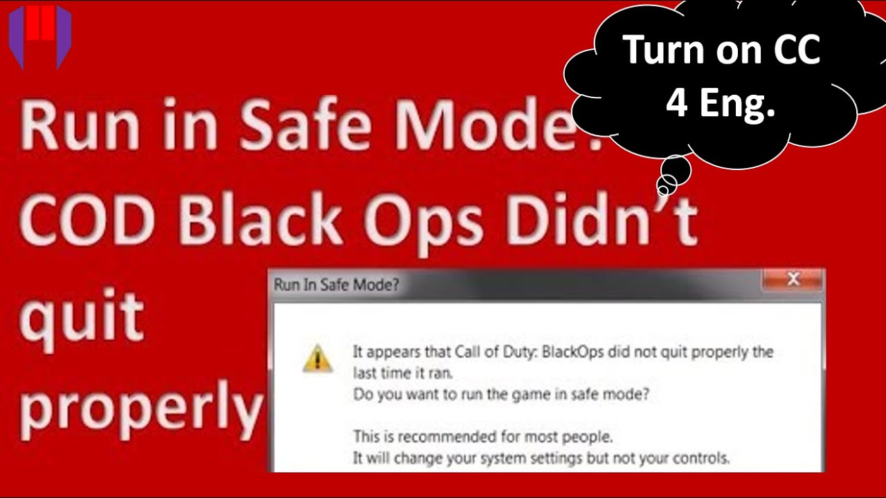 probleme call of duty black ops run in safe mode