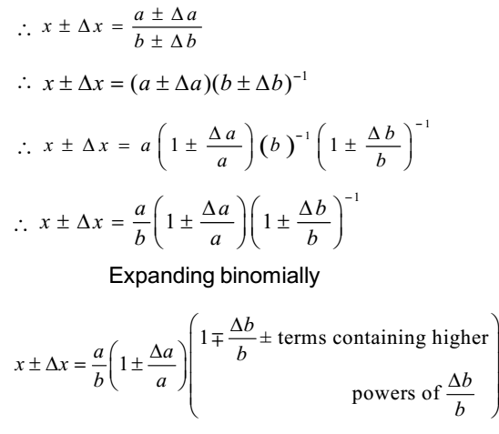 propagation of error formula division