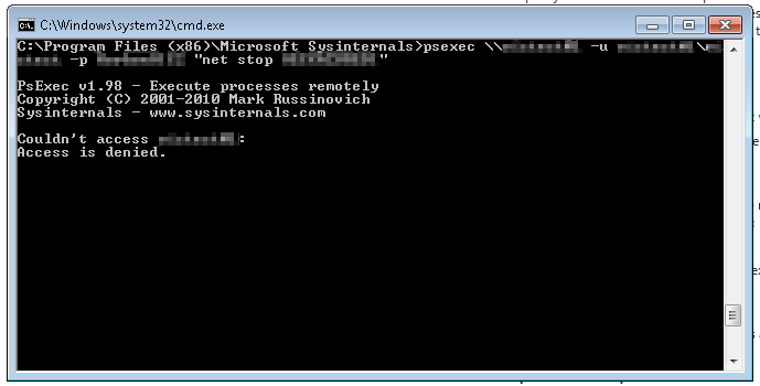 psexec Windows 2010 acceso denegado