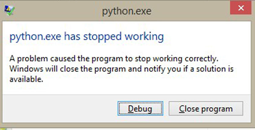pythonwin has stopped working