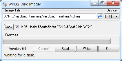raspbmc win32 HDD Imager