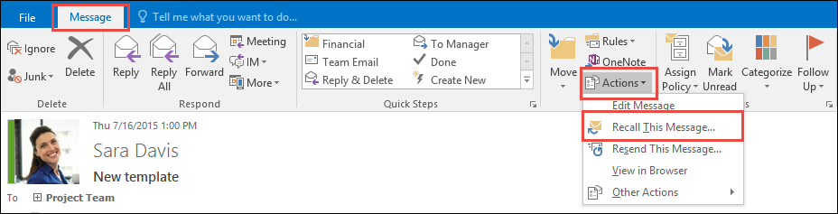 recall msg on the inside Outlook
