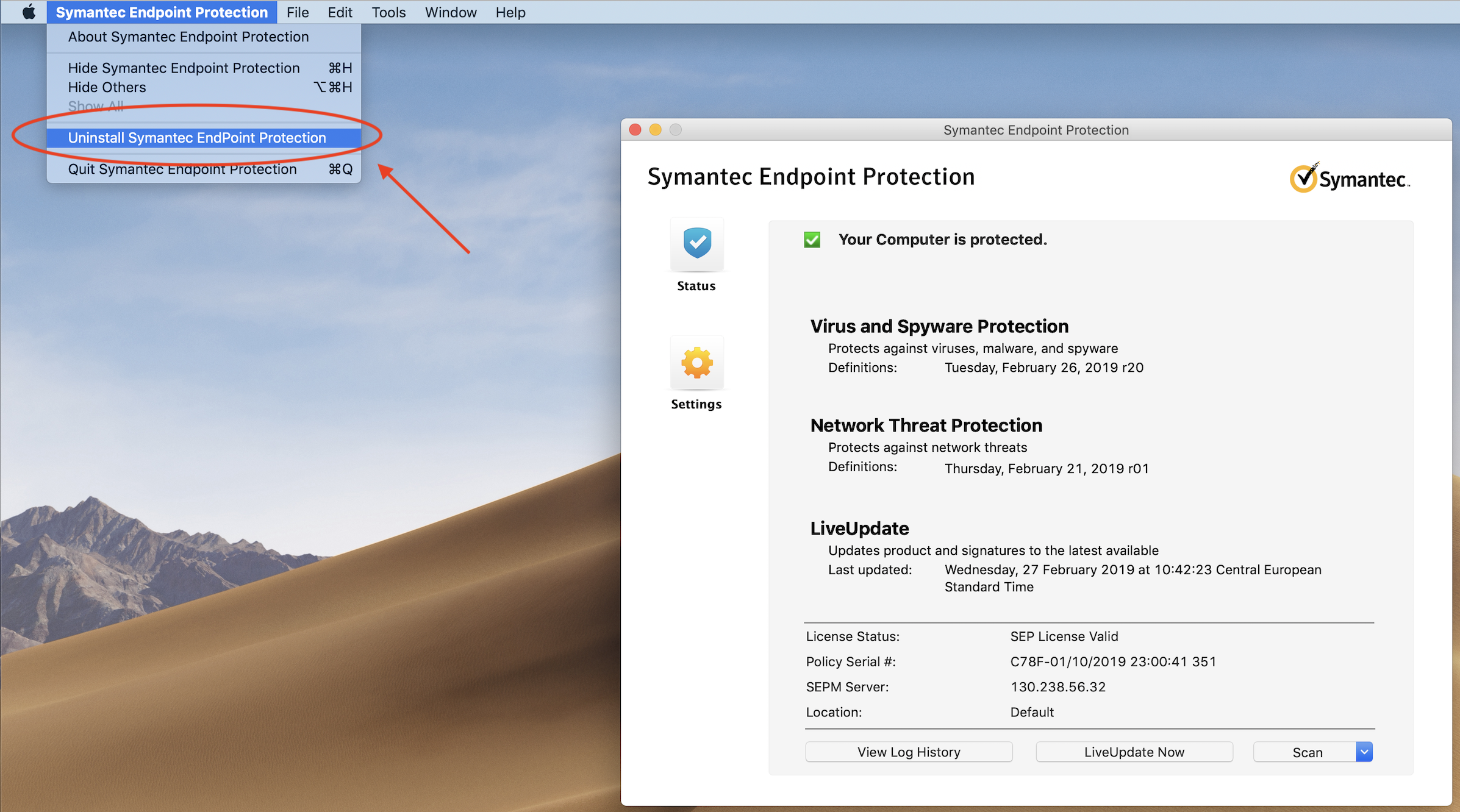 supprimer le système d'exploitation mac antivirus symantec x