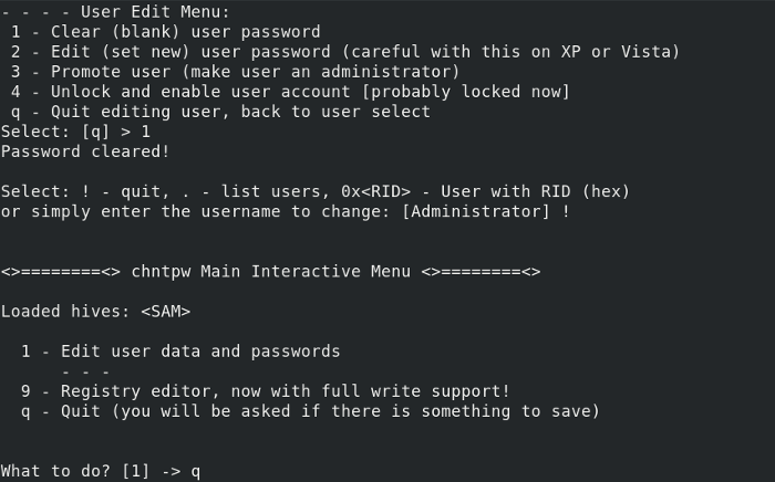 reset xp password linux boot disk