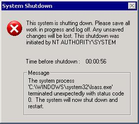 rtvscan error when shutting down