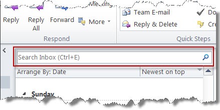 search all mail in Outlook 2010