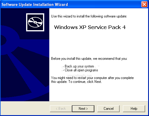 service pack 4 relativo al download gratuito di Windows XP