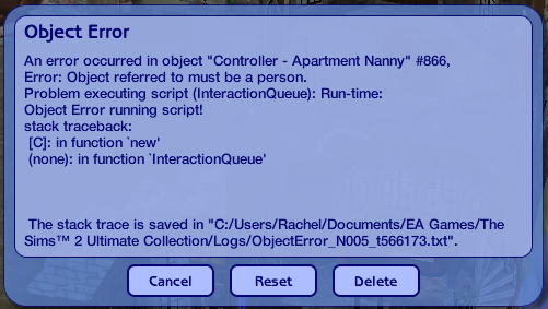 boolprop de error de objeto Sims 2
