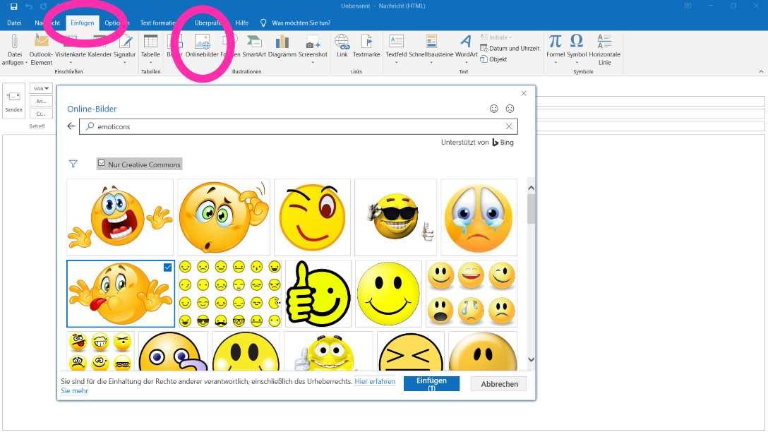emoticones en Outlook 2010 aktivieren