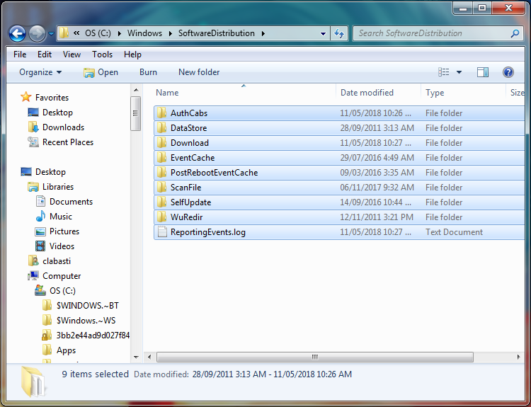 software distribution folder cleanup