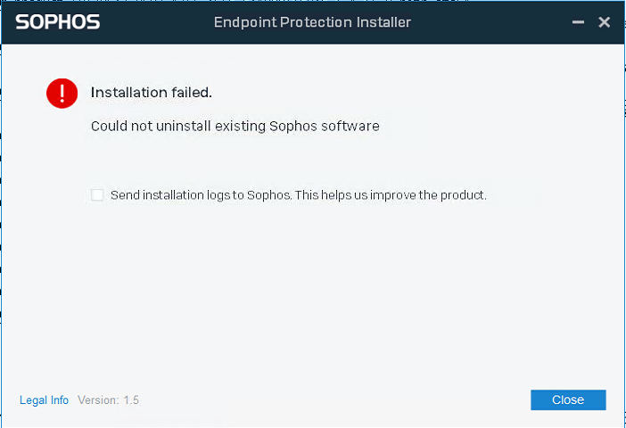 sophos cleanup tool could not open
