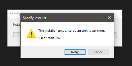 spotify installer error