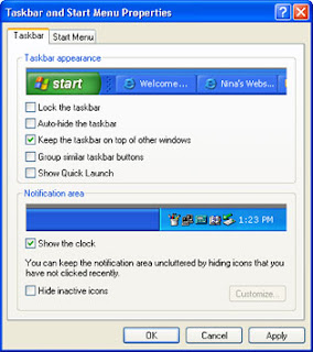 start menu windows xp hilang