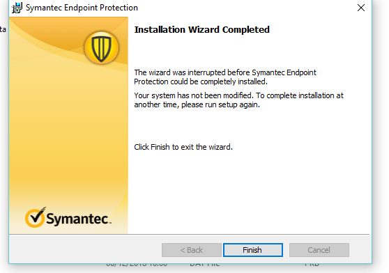 symantec endpoint protection error 1603
