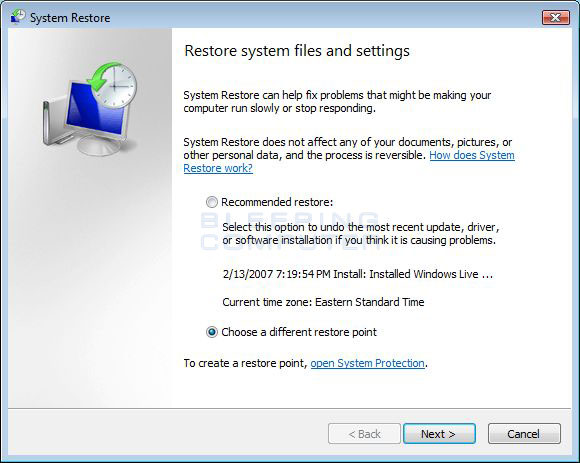 system file restore vista