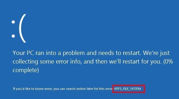 system ntfs error