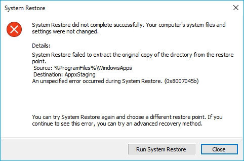 system bring fail