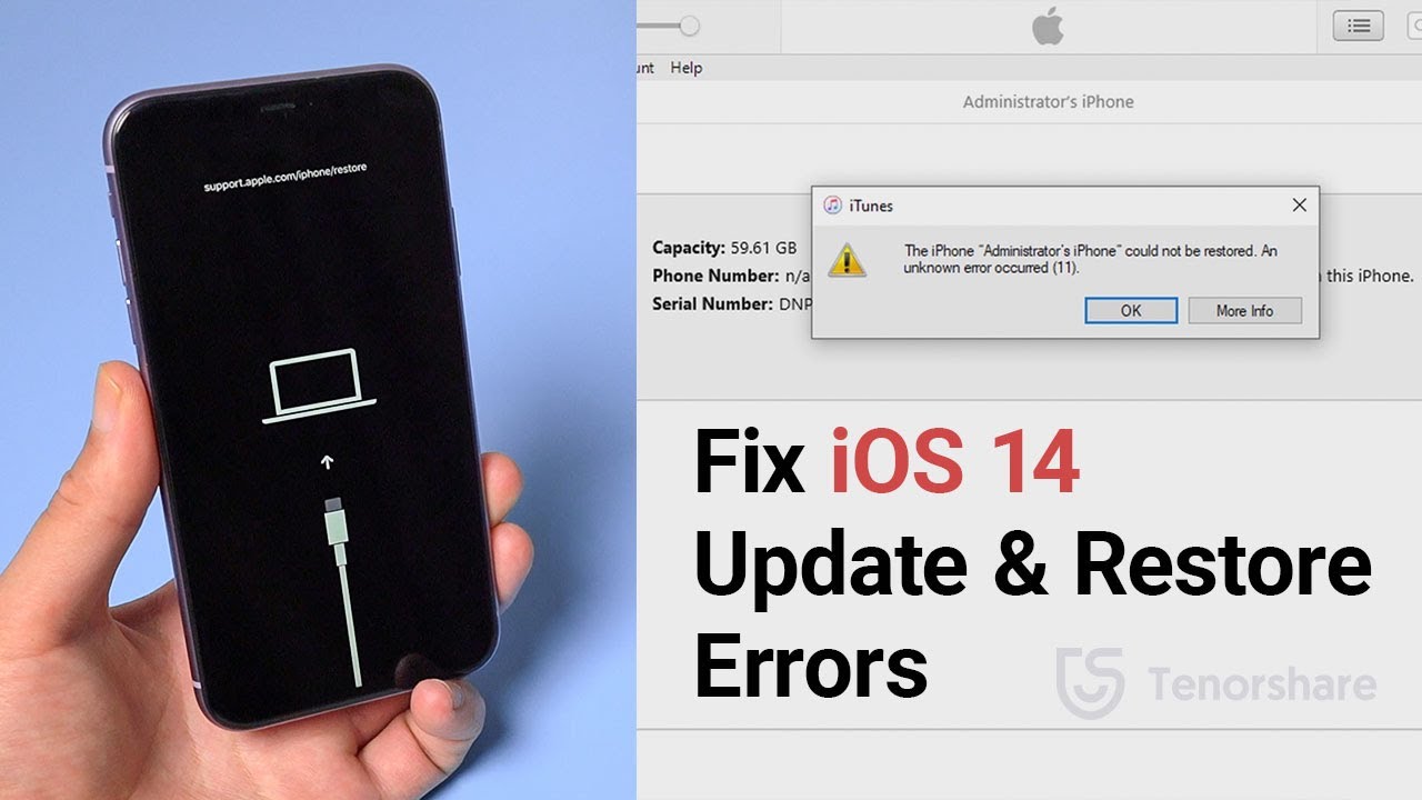 Nie można odnowić iPhone'a nieznany błąd 11