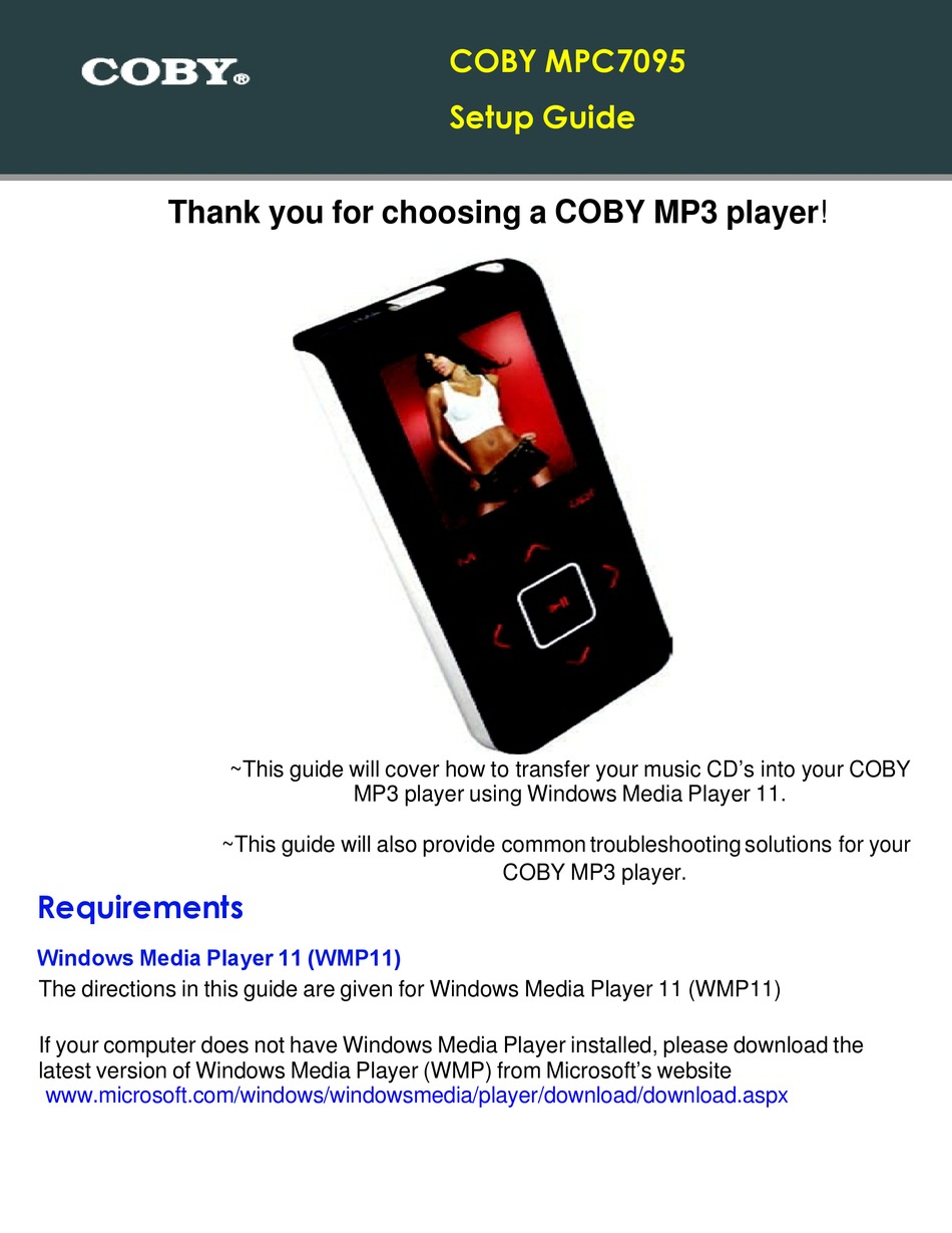 troubleshoot coby mp3 player