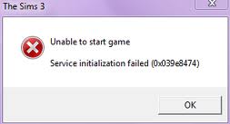 unable to start game sims 3 0x039e8474