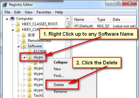 odinstaluj rejestr kluczy w systemie Windows 7