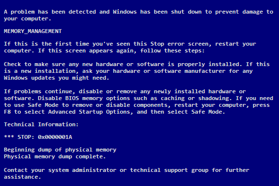 video remembrance manager bsod windows 7