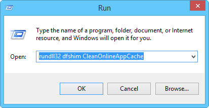 what does rundll32 dfshim cleanonlineappcache do