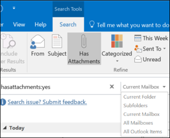 where are the attachments in outlook