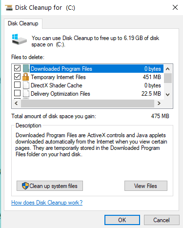 why doesnt my disk cleanup work
