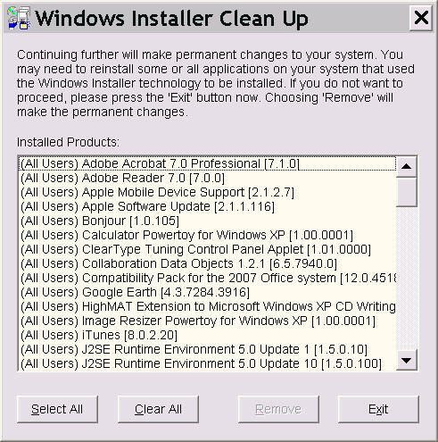 Windows-Installations-Bereinigungstool xp